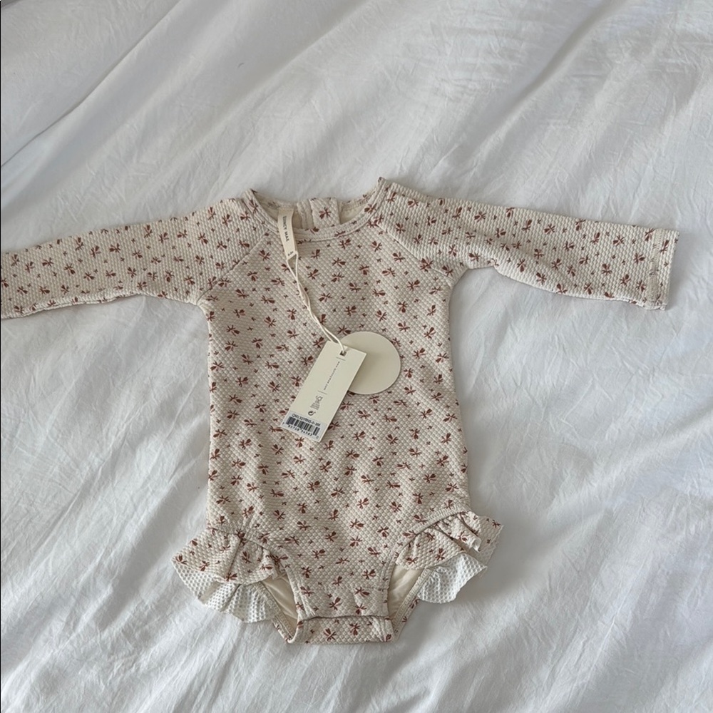 NWT Quincy Mae baby girl Cream floral one piece swimsuit